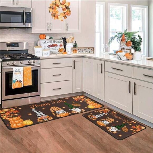 Fall Kitchen Rugs and Mats for Floor, Fall Decorations for Home, 2 Pcs Non-Slip - Picture 4 of 7